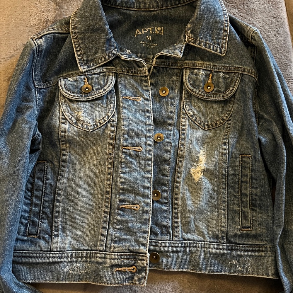 APT.9 Distressed Denim Jacket